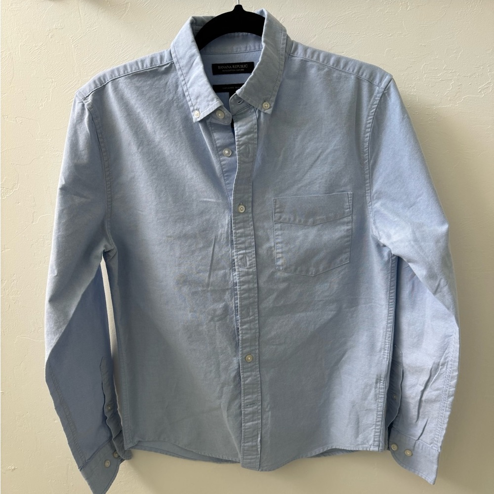 Banana Republic untucked slim fit cotton oxford blue small